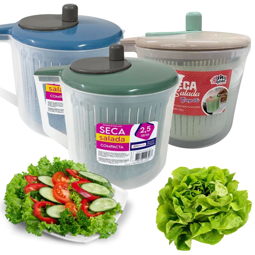 Secador de Salada Manual 2,5L – Facilite sua Rotina na Cozinha com Praticidade